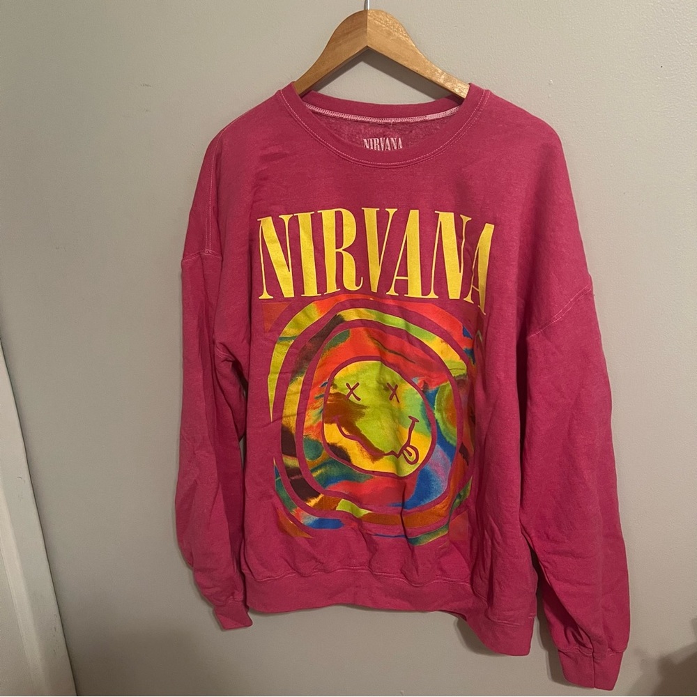 NWT Nirvana Smile Overdyed Crew Neck Sweatshirt